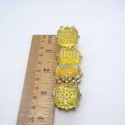 Yellow Stretchy Acrylic Bracelet, One Size Fits All 