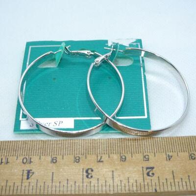 NWT Silver Plate Loop, Hoop Earrings 