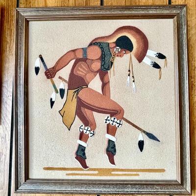 Lot 17  Vintage Framed Sand Art Native American Dancer 