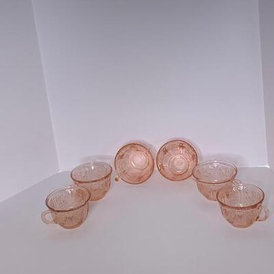 Depression Glass Sharon Pink Coffee Cups (Set of 6)