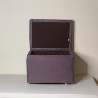 Purple Suede Rolling Ottoman with Storage 