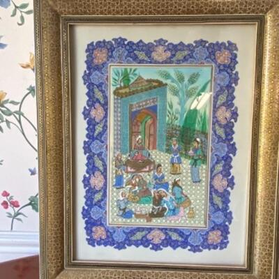 Persian Miniature Art Painting with Mosaic Frame 