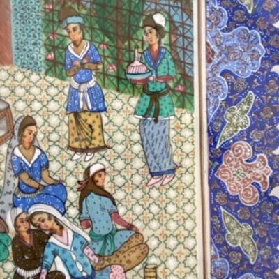 Persian Miniature Art Painting with Mosaic Frame 