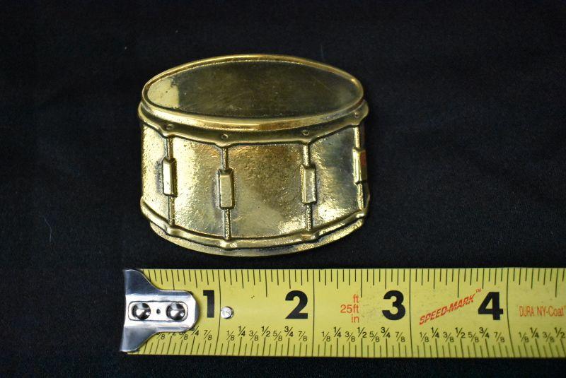 Drum Belt Buckle, Solid Brass, Vintage 1978