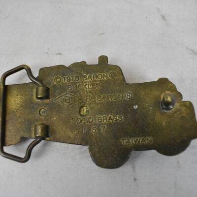 1978 Solid Brass Firetruck Belt Buckle