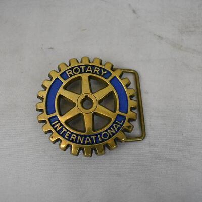 Solid Brass Rotary International Belt Buckle