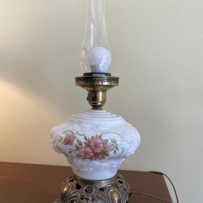 Vintage Phoenix Table Lamp Oil Lamp Style Wild Rose  Gone with the Wind Style 