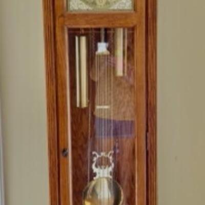 Vintage 1995 Ridgeway Howard Miller Oak Grandfather Floor Clock 