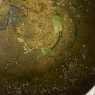 MING XUANDE Antique Solid Brass China Chinese Etched Art Design Bowl 10"