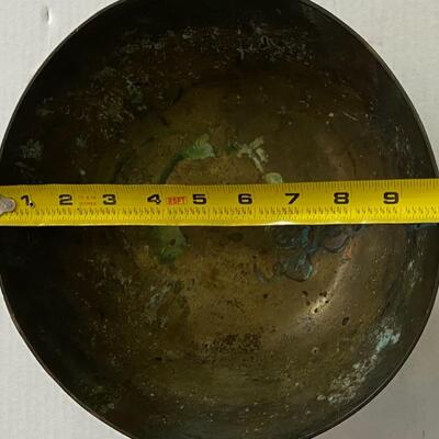 MING XUANDE Antique Solid Brass China Chinese Etched Art Design Bowl 10"