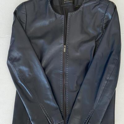 Dana Buchman Lambskin jacket dark navy slate blue size 14 style DBMU4975