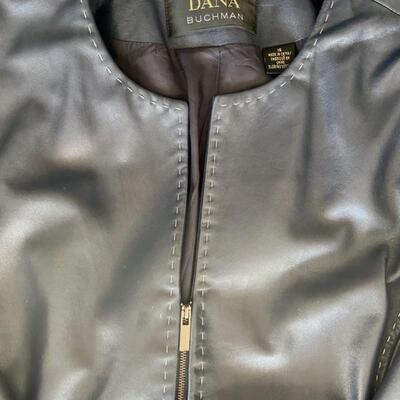 Dana Buchman Lambskin jacket dark navy slate blue size 14 style DBMU4975