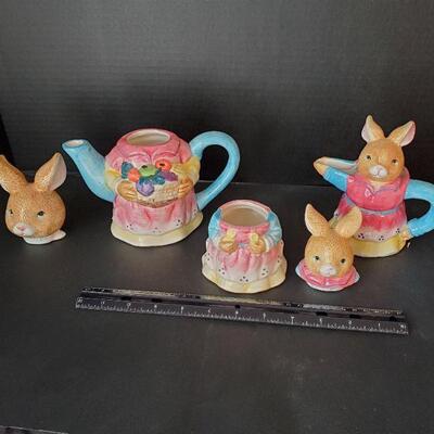 Bunny Tea pot, Creamer and Sugar Jar by Battat