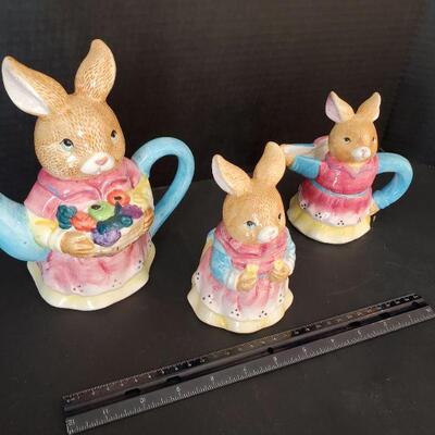 Bunny Tea pot, Creamer and Sugar Jar by Battat
