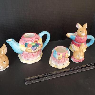 Bunny Tea pot, Creamer and Sugar Jar by Battat