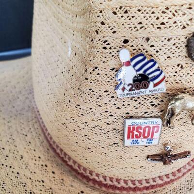 Vintage Cowboy Hat w/Collectible Pins