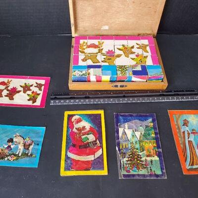 Vintage Christmas Block Puzzle Box