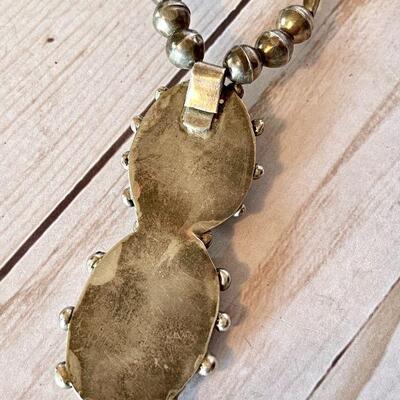 Lot 31  Native American Silver & Turquoise Double Stone Pendant Necklace 