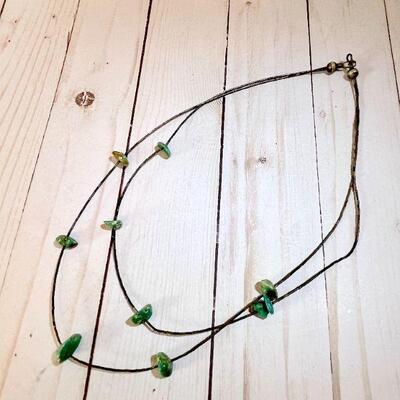 Lot 33  Native American Liquid Silver & Turquoise Necklace Minimalist Style