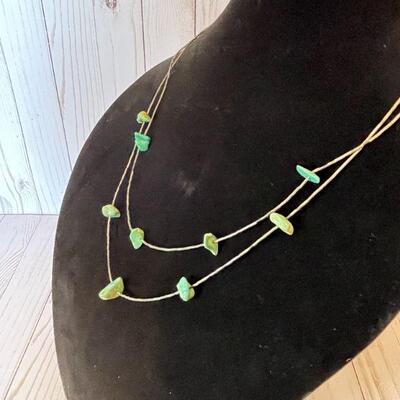Lot 33  Native American Liquid Silver & Turquoise Necklace Minimalist Style