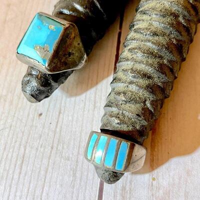 Lot 40  Vintage Native American Jewelry Men's Turquoise & Silver Rings 
