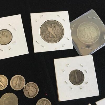 Coin Collection with Silver Walking Liberty Half Dollars, Mercury Dimes and more...