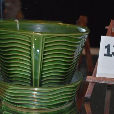 1940 McCoy Dark Green Pot & Saucer 