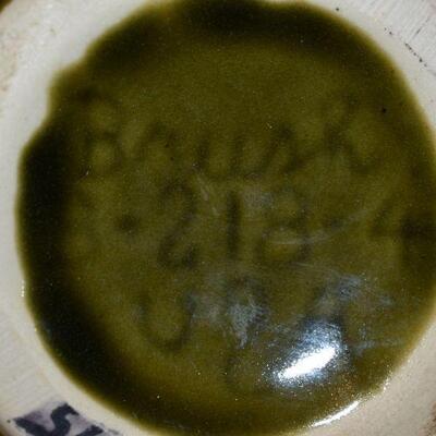 McCoy Brush Pot & Saucer - Dark Green