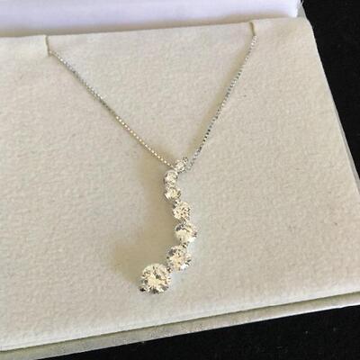 Sterling 18â€ Necklace with Diamond Style Pendant 