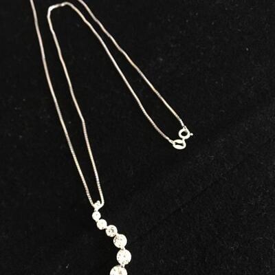 Sterling 18â€ Necklace with Diamond Style Pendant 