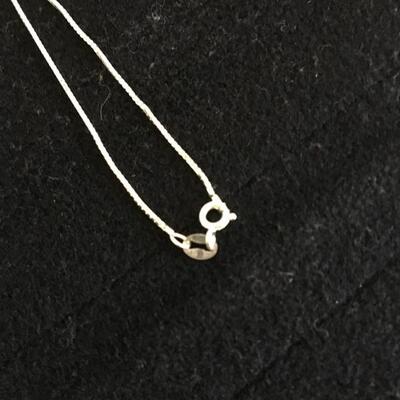 Sterling 18â€ Necklace with Diamond Style Pendant 