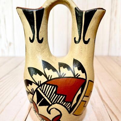 Lot 47  Vintage Native American Pueblo Pottery Group of Wedding Vases Acoma Jemez 