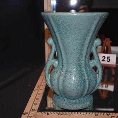 McCoy 2-Handled Green Speckled Vase