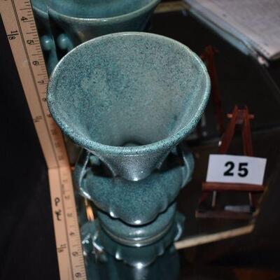 McCoy 2-Handled Green Speckled Vase