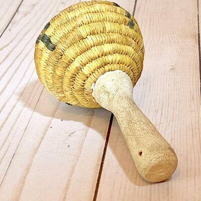 Lot 49  Vintage Native American Southwest Rattle Woven Head Wood Handle 