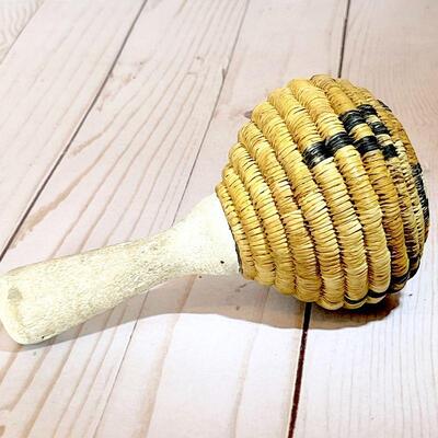 Lot 49  Vintage Native American Southwest Rattle Woven Head Wood Handle 