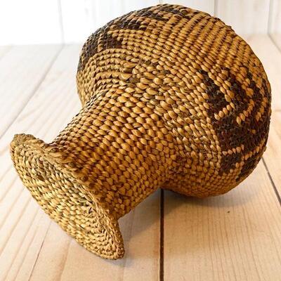 Lot 50  Antique Native American Basketry Woven Pedestal Basket/Cup 
