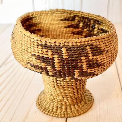 Lot 50  Antique Native American Basketry Woven Pedestal Basket/Cup 