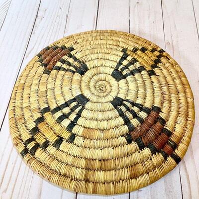 Lot 55  Native American Basketry Flat Coiled Basket  