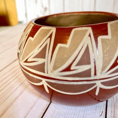 Lot 56  Native American Pueblo Pottery Red Ware Painted Design 