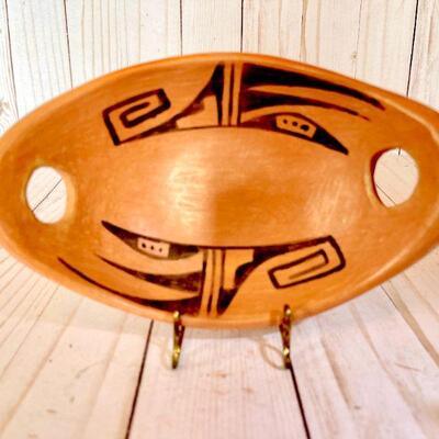  Lot 57  Native American Red Ware Medicine Bowl & Decorated Pierced Shallow Bowl