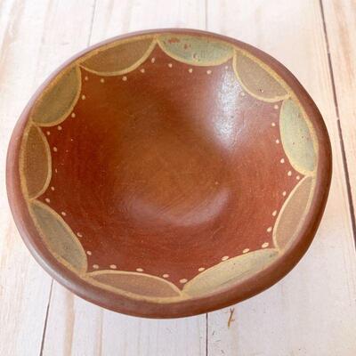 Lot 59  Native American Red Ware Pottery Pair of Shallow Bowls Painted Border Unsigned