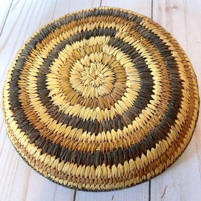 Lot 60  Tri Color Coil Basket Native American Basketry 