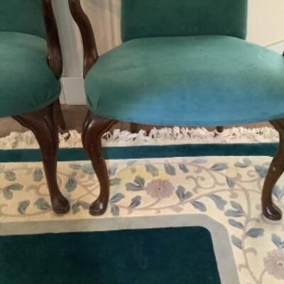 2031 Pair of Green Upholstered Armchairs