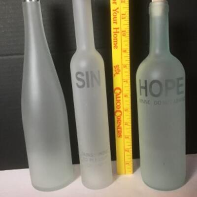 Q - 1270 Set of 3  Frosted Bottles Signed by Levear Studio 