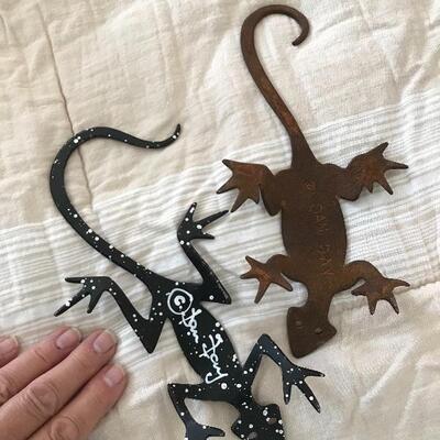 Pair of Signed Dan Day Metal Lizards