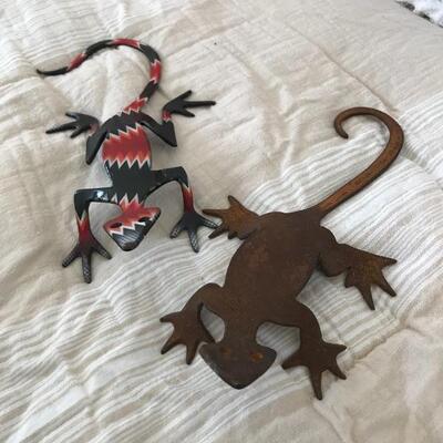 Pair of Signed Dan Day Metal Lizards