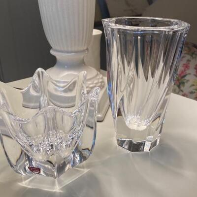 Two Pieces Orrefors fine Crystal Pieces - Vase and Votive/ Candy Bowl 