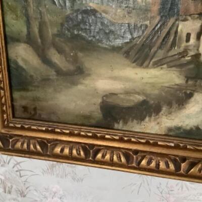 2042 Oil Painting on Canvas of Mill Signed R.S.