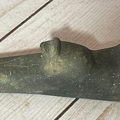 Lot 81. Native American Stone Pipe Labeled 17th Century Frog Effigy